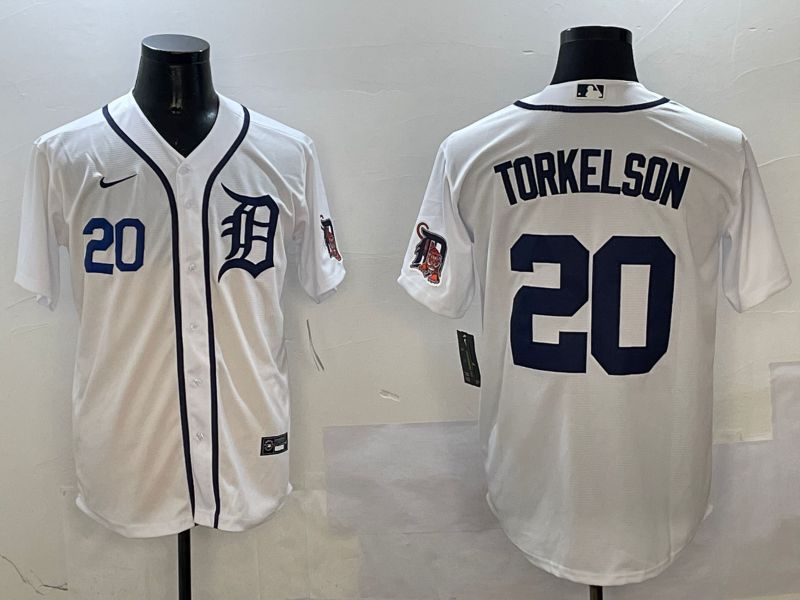 Men Detroit Tigers 20 Torkelson White Game 2025 Nike MLB Jersey style 4